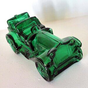 Collectible Antique Car Cologne Bottle | GREEN Art Glass Mancave
